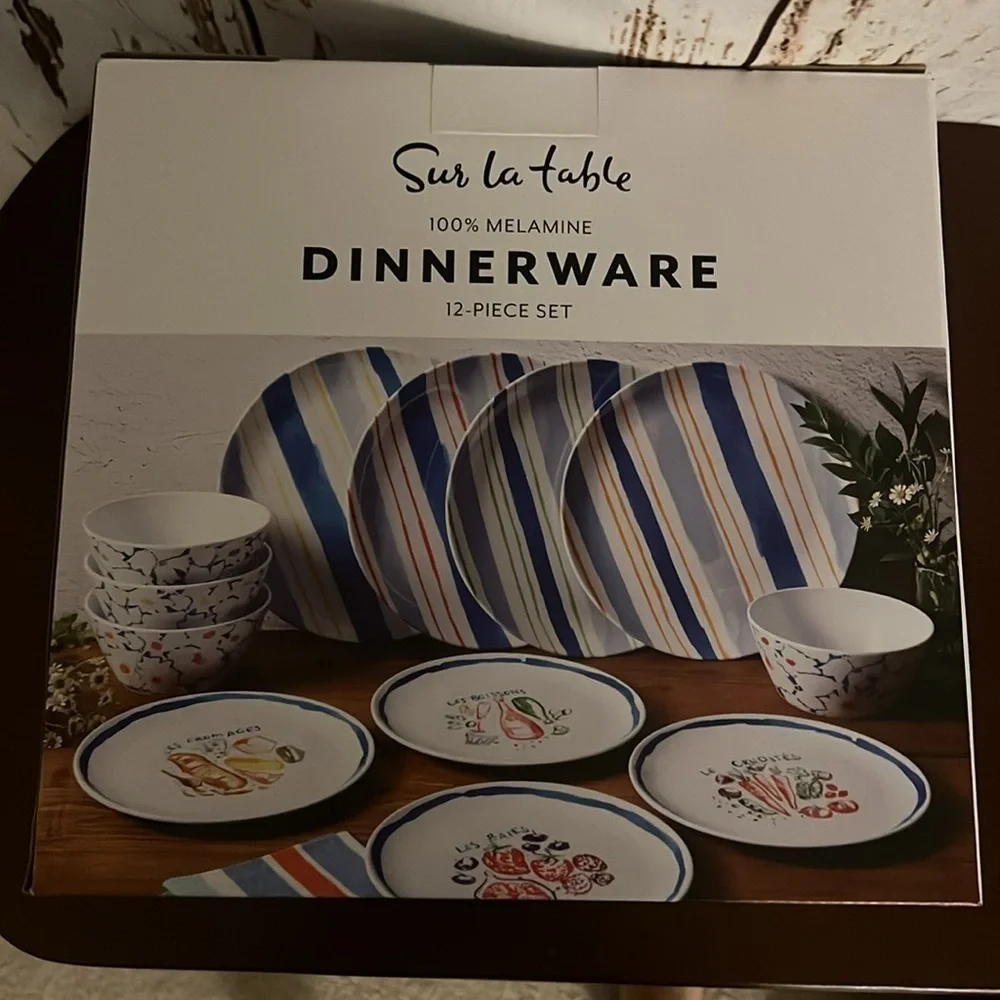 Sur La Table 12-Pc. Melamine Dinnerware Set |‎ NWT